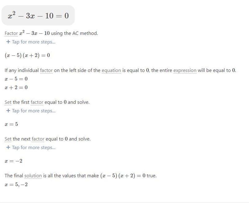 X squared minus 3x minus 10 equals 0-example-1