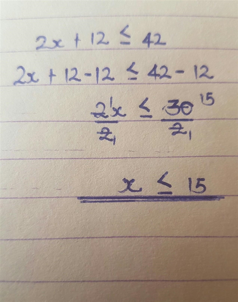 Please help I need you guys 2x + 12 \leqslant 42 ​-example-1