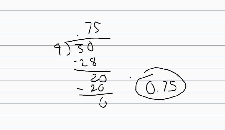 How do i change the fraction into a decimal? 3/4 as a decimal?-example-1