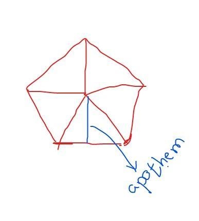 Find the area of a regular polygon with 5 sides that has a side length of 6 inches-example-1