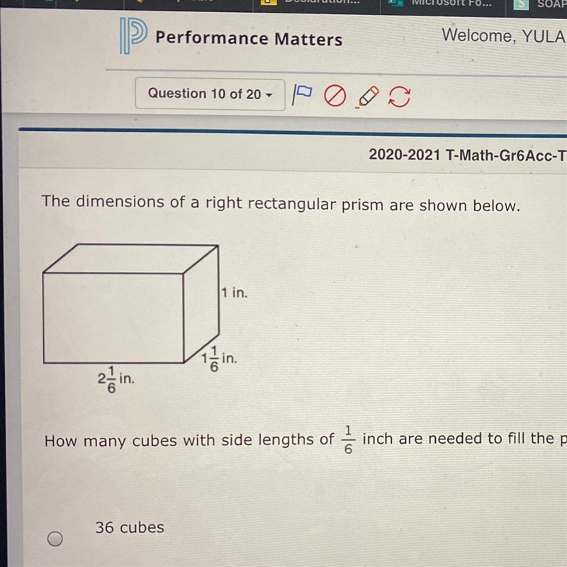 Question 10 of 20. POOS The dimensions of a right rectangular prism are shown below-example-1