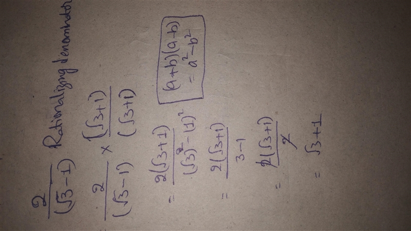 Rationalize the denominator 2/root 3 - 1​-example-1