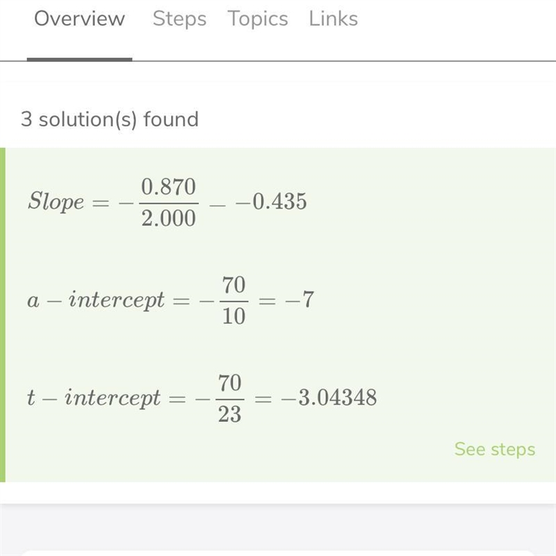 How do i get the linear equation of A=−2.3t−7-example-1