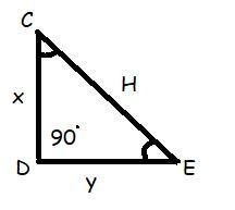 Given isosceles right triangle CDE with m∠D = 90, sin C = sin D-example-1