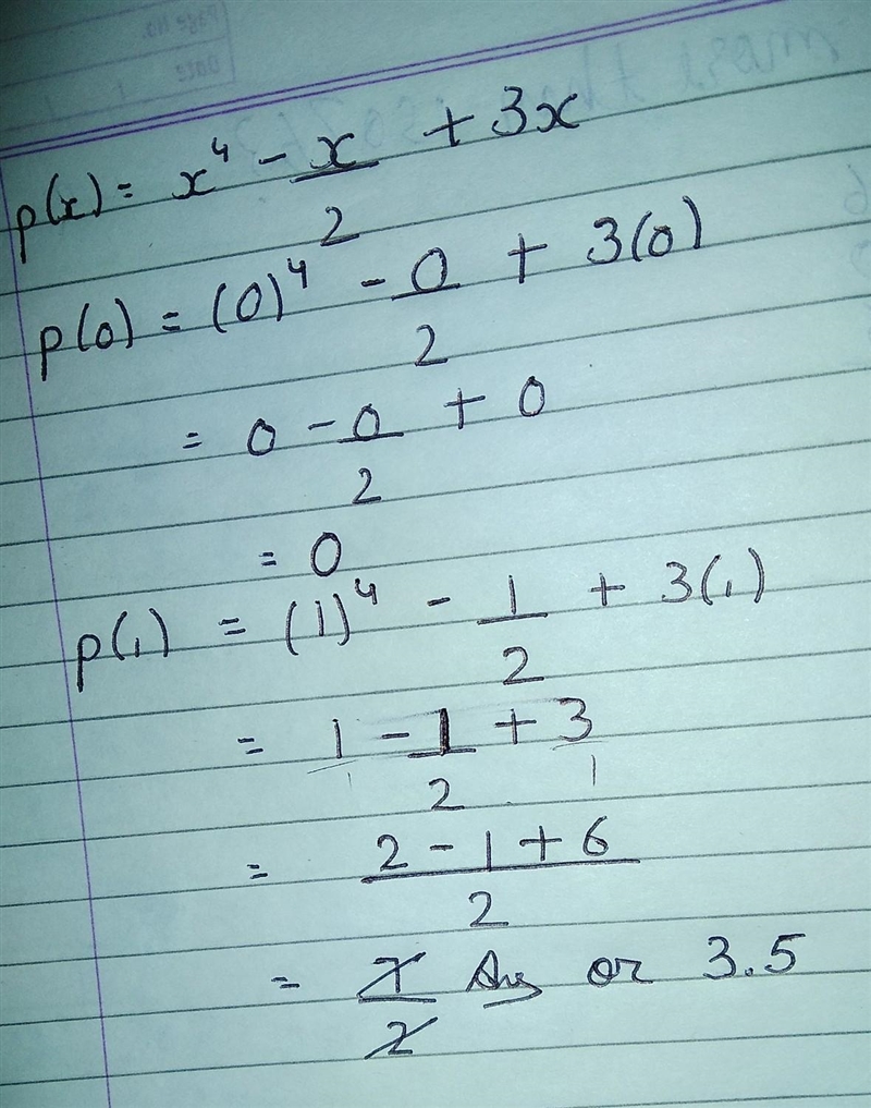 Find p(0),p(1)in (a)p(X)=X⁴_X/2+3X (b) p(X)=2+y+2y²_y³​-example-1