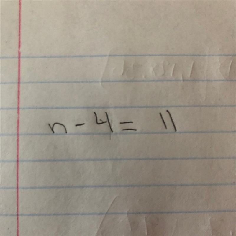 Write a mathematical equation using a variable that says four less than a number equals-example-1