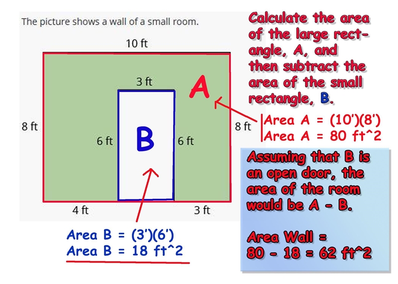 What is the total area of the wall? (in square feet)-example-1