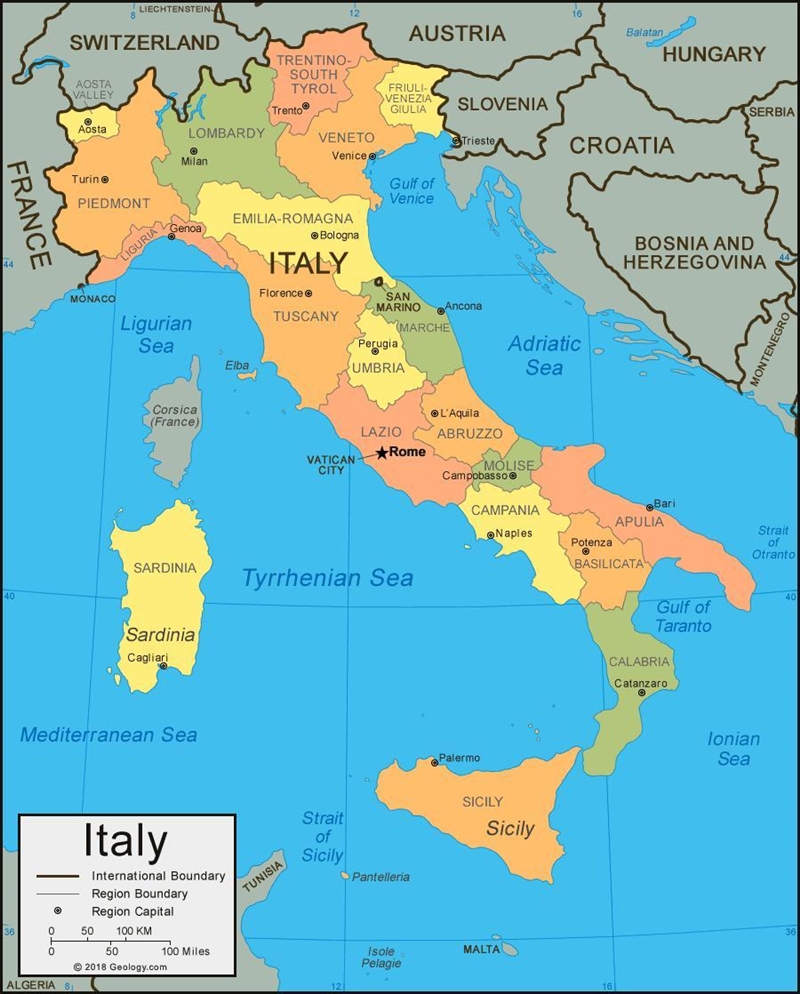 I have an exercise that asks me: answer true or false, are the Italian regions washed-example-1