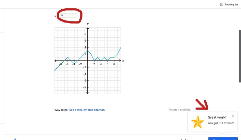 Find the output, y, when the input,x, is 6. y =?-example-1