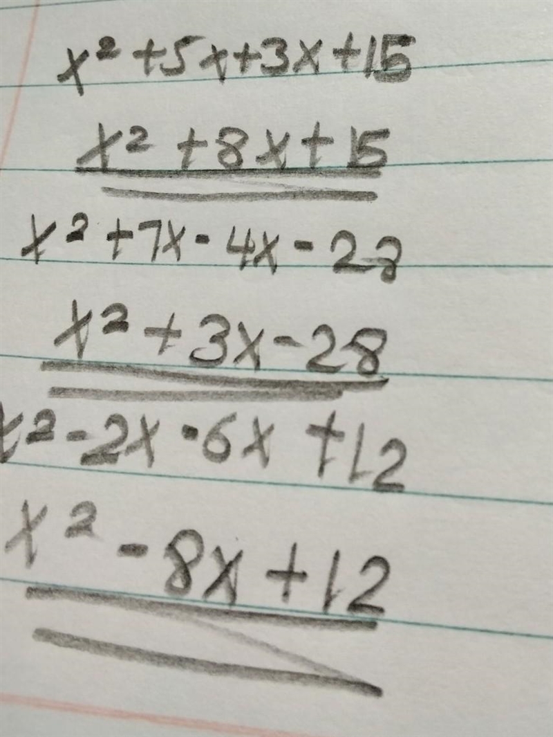 1. Write each of these products as a quadratic expression of the form x2+bx+c. That-example-1