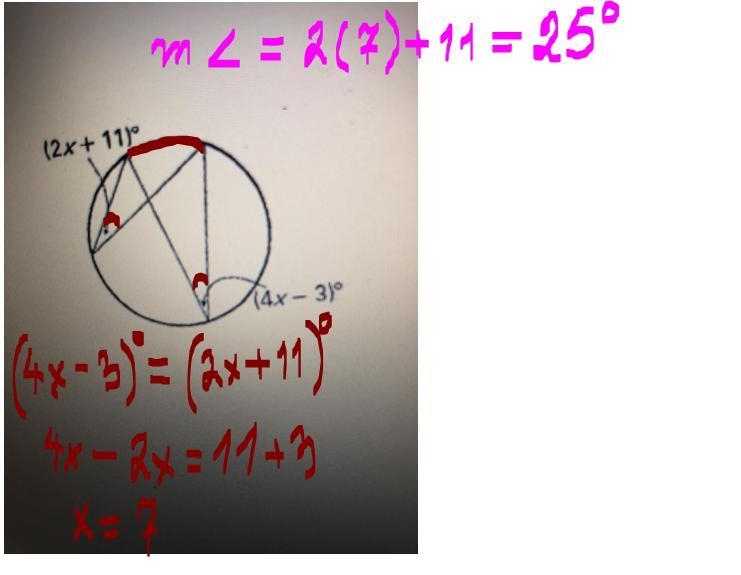 Angles in circle solve for each variable-example-1