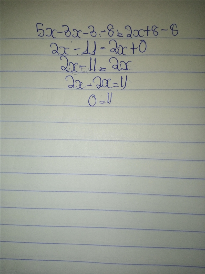 5x - 3x - 3 - 8 = 2x + 8 - 8-example-1