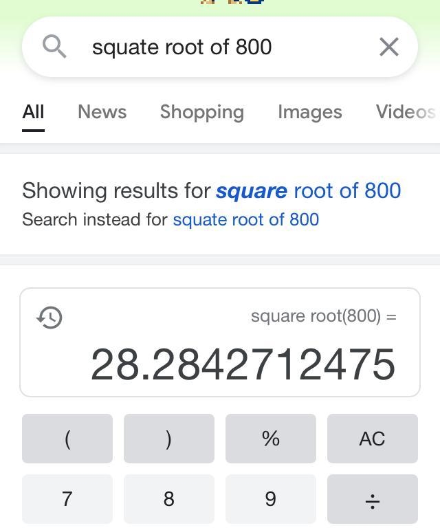 Square root of 800 to the nearest thousandth-example-1