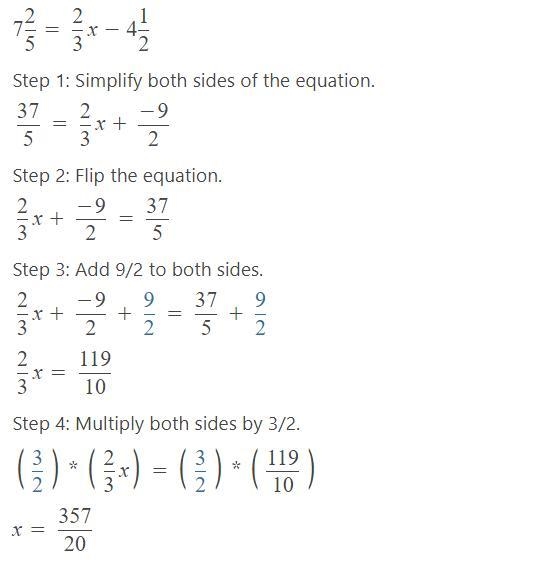 Solve. 7 2/5=2/3x−4 1/2 Enter your answer as a mixed number in simplest form in the-example-1