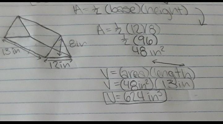 The base of a rectangular pyramid is 13 inches long and 12 inches wide. The height-example-1