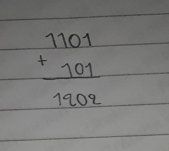 Binary calculation additional 1101+101​-example-1