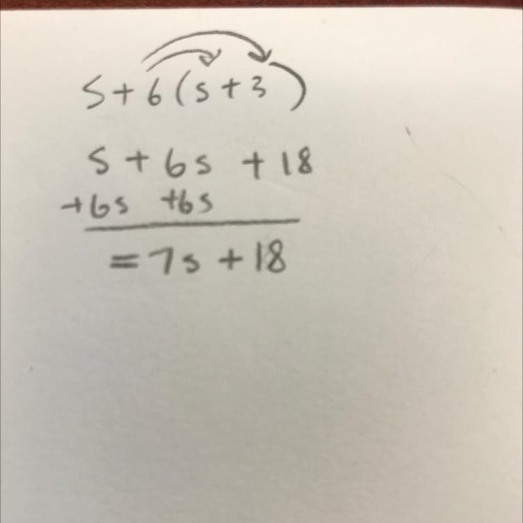 What is s+6(s+3) simplified-example-1