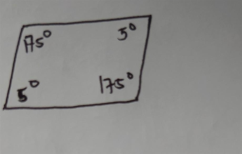 A parallelogram has one angle that measures 5°. What are the measures of the other-example-1