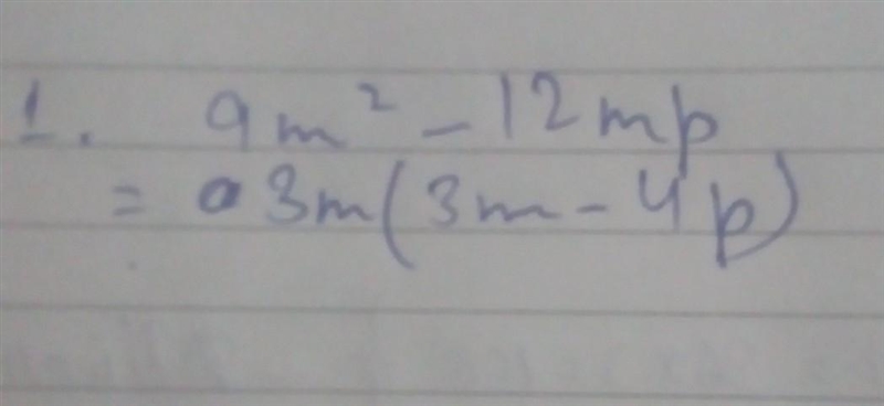 Factorise fully 9m^2-12mp-example-1