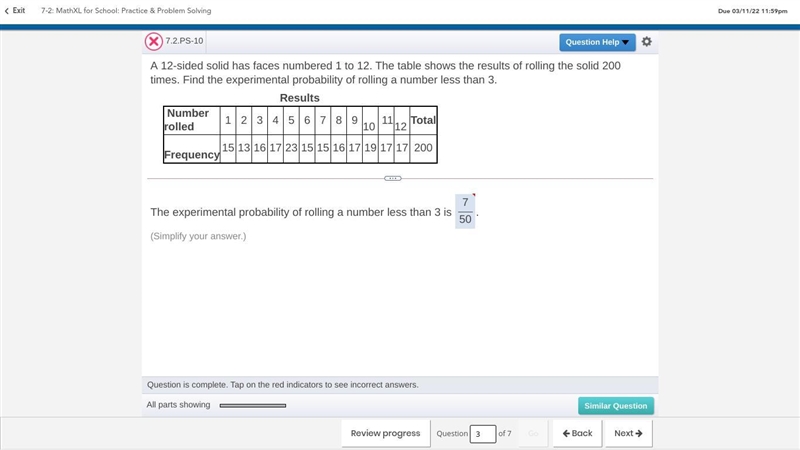 A​ 12-sided solid has faces numbered 1 to 12. The table shows the results of rolling-example-1