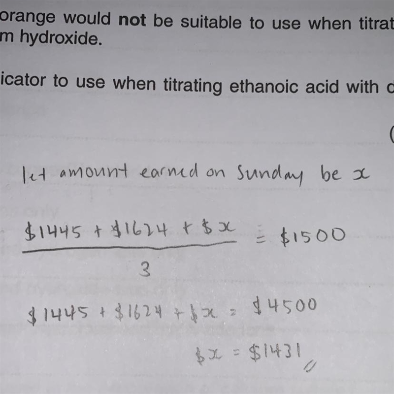 a restaurant earns $1445 on friday and $1624 on saturday. Write and solve an equation-example-1