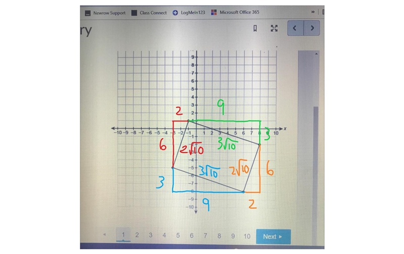 What is the area of the rectangle? A. 50 units ^2 B. 54 units ^2 C. 60 units ^2 D-example-1