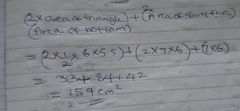 Find the surface area of the triangular prism. ______ square centimeters​-example-1