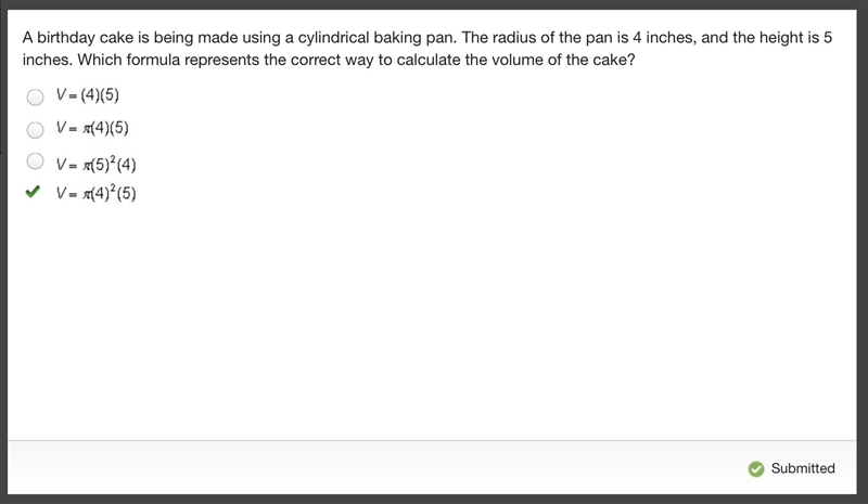 A birthday cake is being made using a cylindrical baking pan. The radius of the pan-example-1