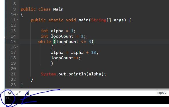 Java 1 Question 18 What is the value of alpha at the end of the loop? alpha = 1; loopCount-example-1