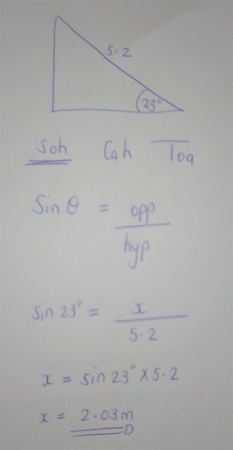 a see-saw has length 5.2 m. when one end is resting on the ground it makes an angle-example-1