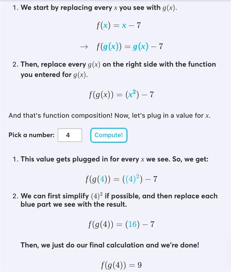 G(x)=x ^2 and f(x)=x-7 so what is g(f(4)​-example-1