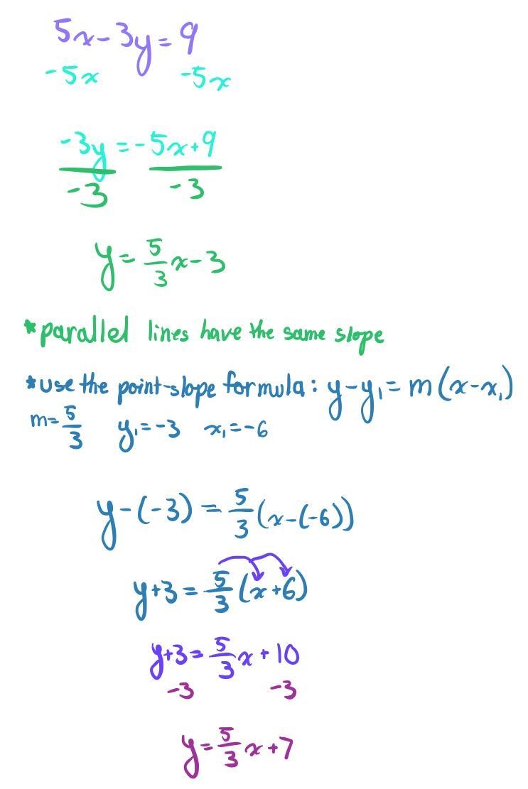 What is the equation of line that passes through(-6,-3) and is parrelel to the line-example-1