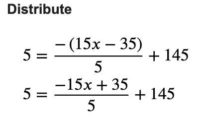 5 = -1/5(15x -35) + 145-example-2