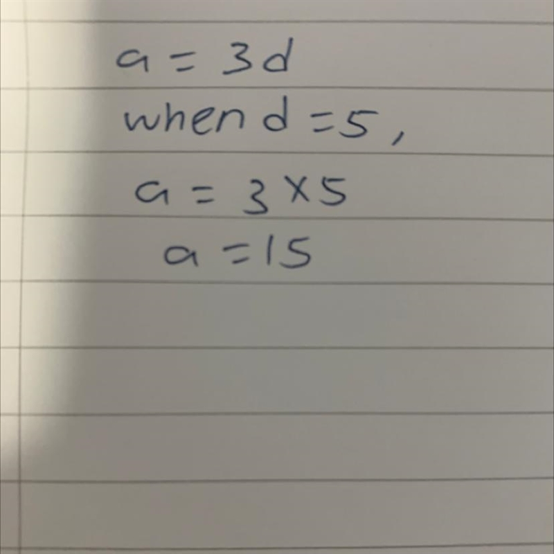 A = 3d work out the value of 'a' when , d= 5​-example-1