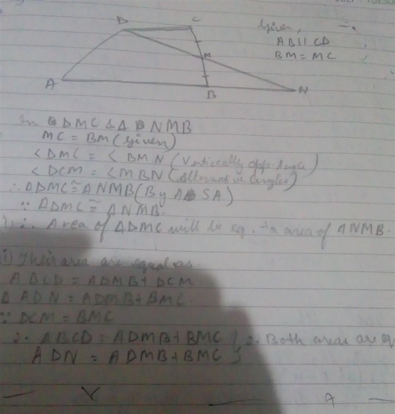 Help Me! In the quadrilateral ABCD shown below, the sides AB and CD are parallel. M-example-1