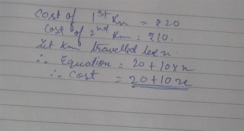 Form a linear equation for the given statement and draw its graph: Taxi fare for the-example-1