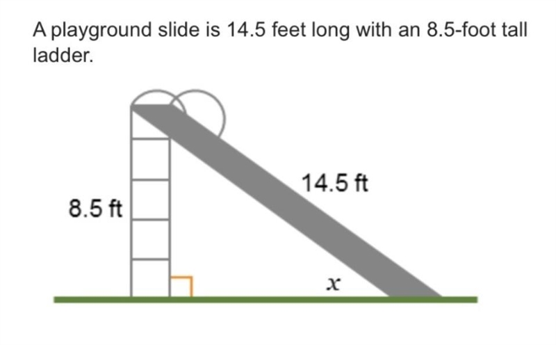 What is the measure of the angle that the slide makes with the ground, x, to the nearest-example-1