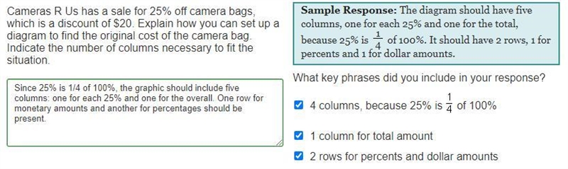 Camarasaurus has a sale for 25% of camera bags, which is a discount of $20 period-example-1