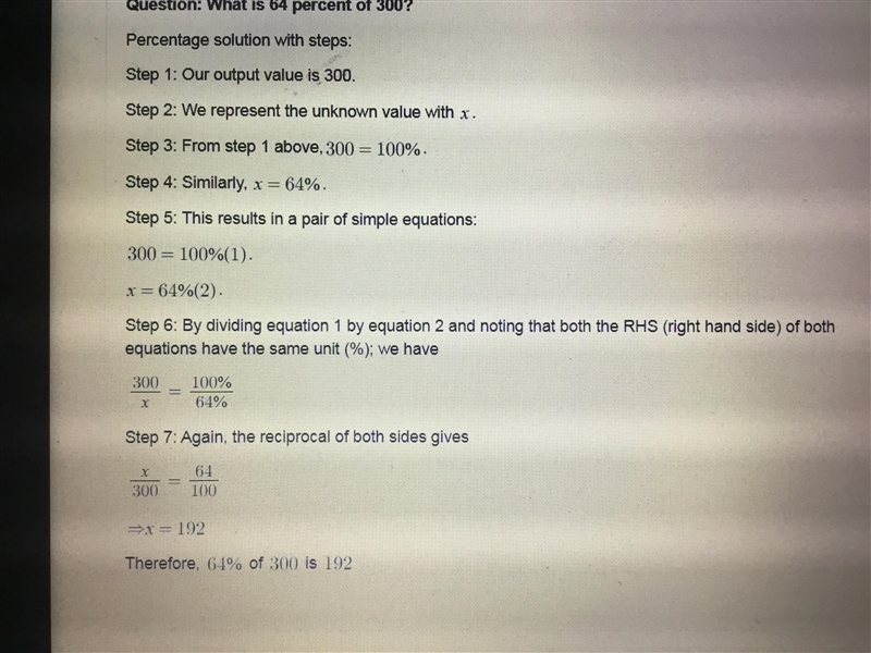 What is the percentage for 64 of 300-example-1