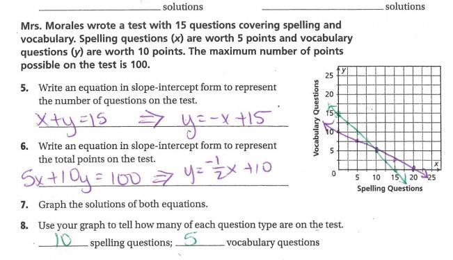 Mr. Morales wrote a test with 15 questions covering spelling and vocabulary spelling-example-1