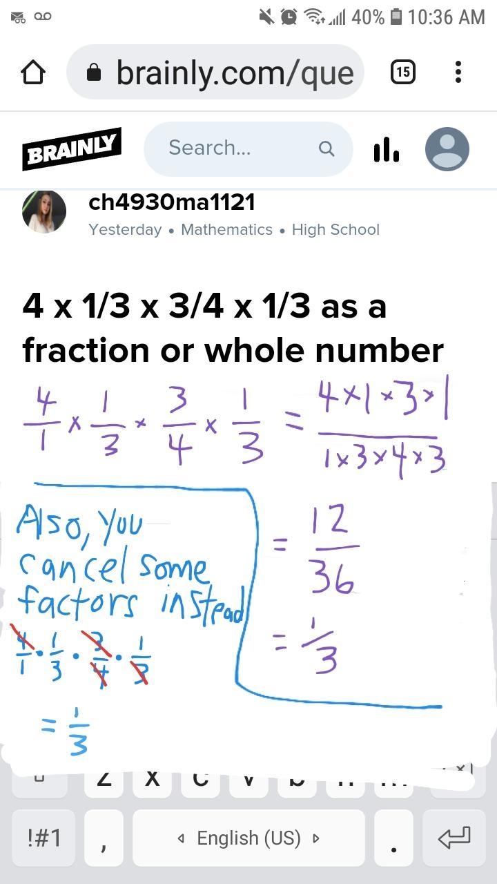 4 x 1/3 x 3/4 x 1/3 as a fraction or whole number-example-1