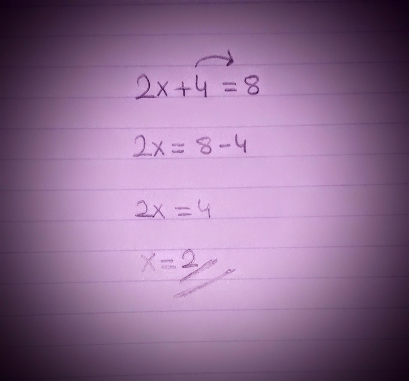 Solve for the polynomial 2X +4 =8-example-1