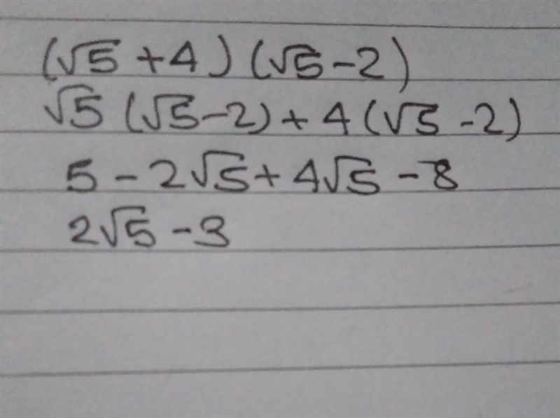 Simplify. (√5+4) (√5 - 2)​-example-1