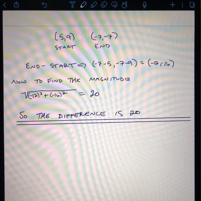 Find the distance between (5, 9) & (-7, -7). Round to the nearest tenth.-example-1