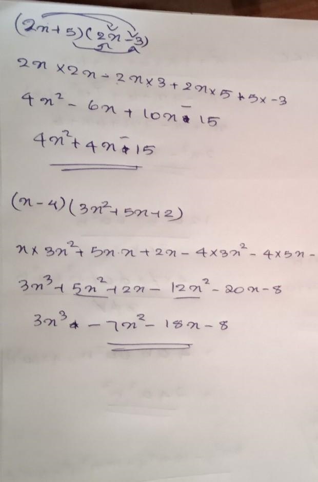 Multiply (2x+5) (2x-3) (x-4) (3x²+5x+2)​-example-1