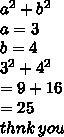 A2 +b2 for a=3 and b=4-example-1