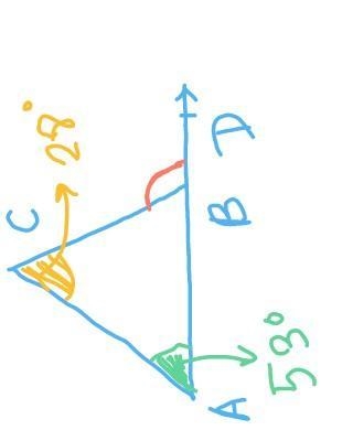 In a triangle ABC, angle BAC = 53° and angle ACB = 28°. If AB is produced to D, find-example-1