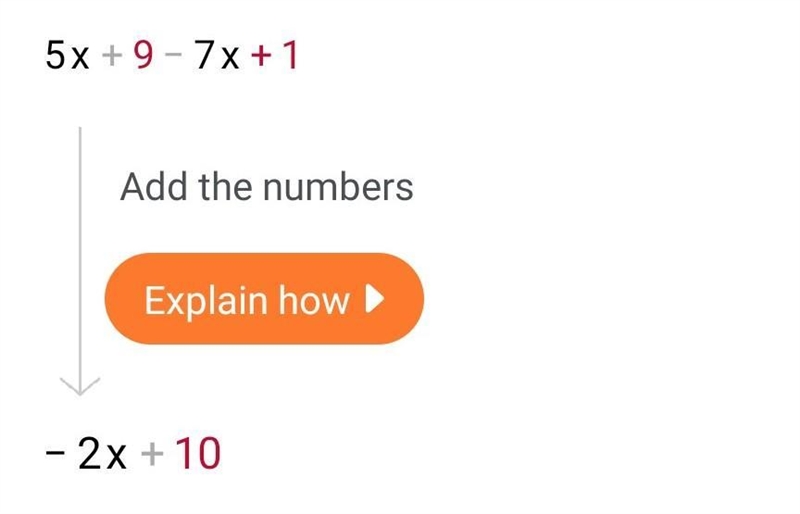 Linear equations (5x+9)-(7x-1)=-example-3