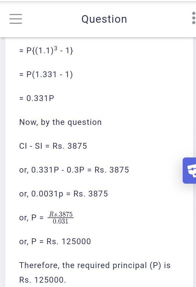 If the compound interest on a sum of money in 3 years at the rate of 10% per annum-example-1