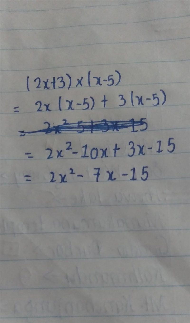 Express the product of (2x + 3) and (x - 5)-example-1